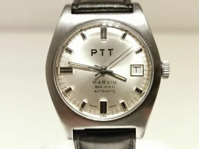 复古 罕见 瑞士 男式 不锈钢 自动手表 "MARVIN" PTT GES MBH — 第 1/4 张图片