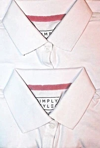 Simply Styled Girls' Uniform White Polo Shirts 2-Pack XLARGE (14/16) - Picture 1 of 5