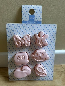 Disney’s Mickey & Minnie Mouse 6 Pack Muffin Jelly Ice Silicone Moulds Tray Pink - Picture 1 of 2