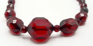 1910's Cherry FATURAN Bakelite Faceted Graduated Beaded Necklace 26" 60 Grams - Picture 1 of 23