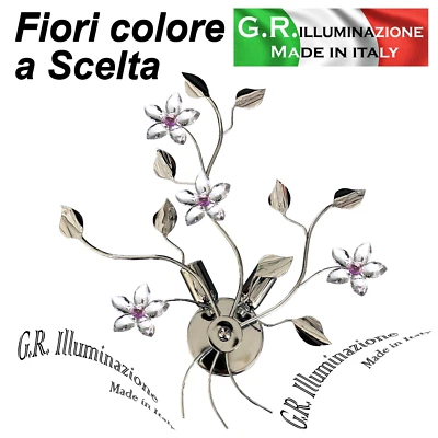 APPLIQUE MODERNA CROMATA 2 LUCI LAMPADA DA PARETE CRISTALLO BAGNO CUCINA Sara - Immagine 1 di 4