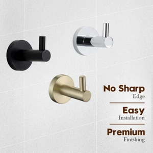 Decaura Brass Robe Hook Coat Hat Hanger Wall Mount Towel Rack Chrome/Black/Gold - Picture 1 of 21