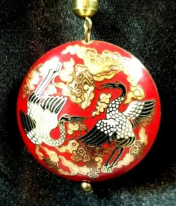 Vintage Red Cloisonne' Pendant - Necklace, Scarf or Chain Enhancer Double Sides  - Bild 1 von 3