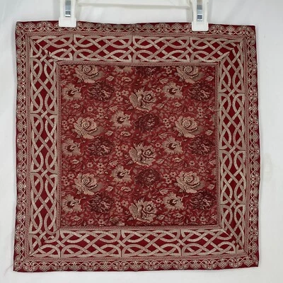 Funda de Almohada Cuadrada Sin Marca Roja Satinada Metálica Floral Patrón Geométrico 15" Cuadrado Foto 1 de 4