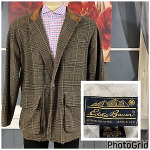 Vintage Eddie Bauer Tweed Field Pocket Blazer Mens Medium Oversized Wool Jacket