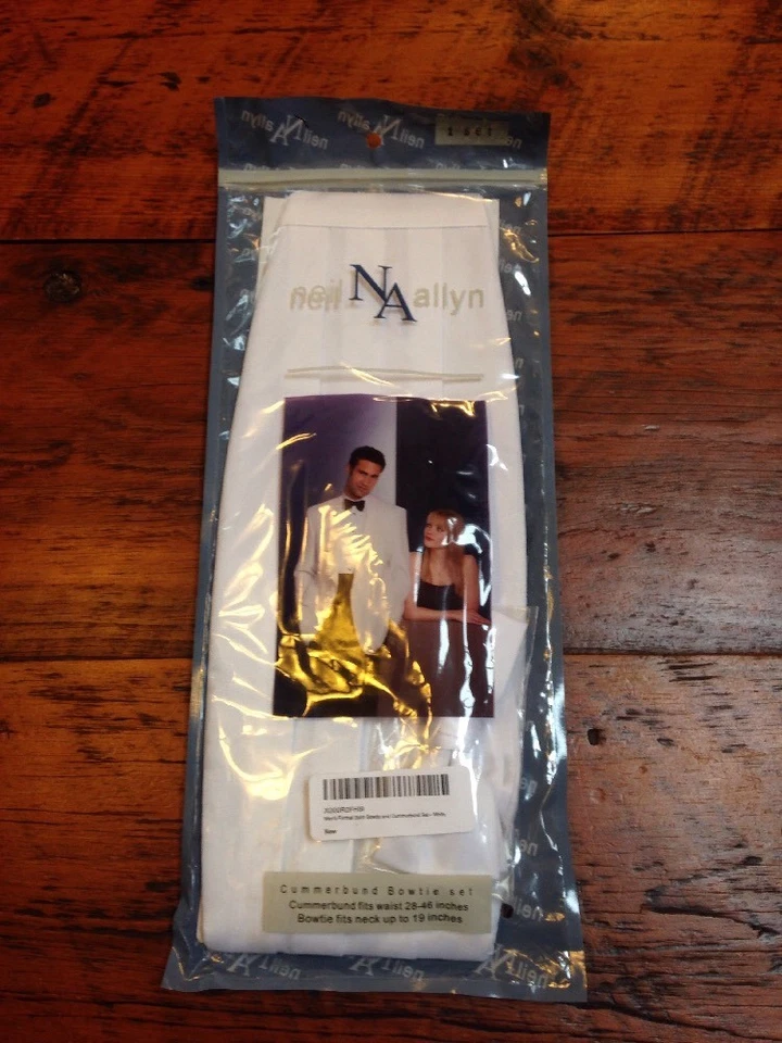NEW Neil Allyn Formal Prom Cocktail Party Adjustable White Tie Cummerbund Set  — 第 1/4 张图片