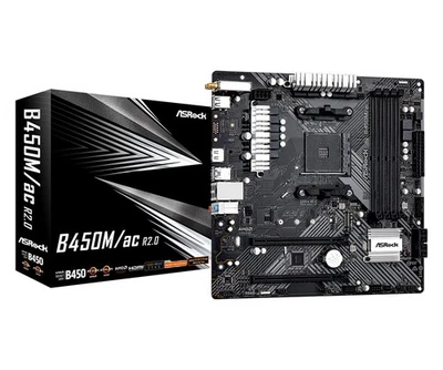 Asrock B450M/AC R2.0 Amd B450 Am4 Micro Atx 4 Ddr4 Hdmi Gb Lan Ac Wi-Fi 1X M.2 M - Immagine 1 di 4