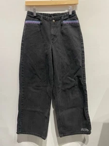 Girl's Vintage Lee Pipes Black Denim Jeans Baggy Y2K Skate Size 14R 26x27 - Picture 1 of 5