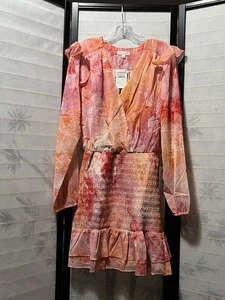 NWT Socialite Shimmer Smocked Floral Long-Sleeve Minidress XL | Wedding, Party - Picture 1 of 7