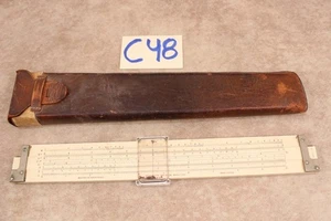 C48B Antiker Keuffel Esser 4092-3 Rechenschieber mit Metall Cursor Bars Lederetui - Bild 1 von 1