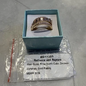 Bomb Party Ring Size 8 - RG17325 "Radiance And Rapture" Rose Quartz CZ On Gold - Picture 1 of 3