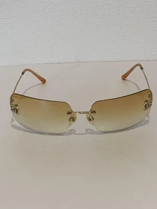 CHANEL 4017-D Orange Gold Coco Mark Sunglasses Sun Glasses Used Made in Italy JP - Picture 1 of 12