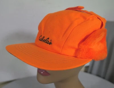 Cap America Cabela's Vivid Orange Insulated Hunting Cap w Fleece Ear Flaps Sz M - Image 1 of 4