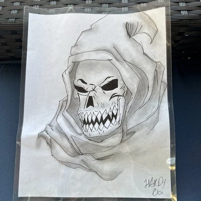 Boceto original dibujado a mano de la Parca firmado 8 "x 10" papel laminado Foto 1 de 4