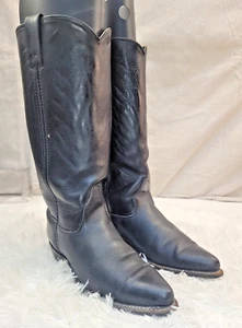 Vittorio Ricci Studios Black Leather Cowboy Western Riding Boots Sz 8m Handmade - Picture 1 of 24