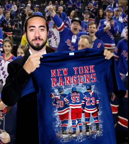 New York Rangers hockey Chris Kreider Mika Zibanejad Adam Fox signature T-shirt Cover