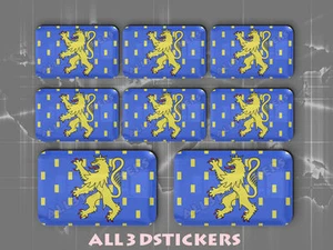 8 x Autocollant Résine 3D Relief Drapeau Franche-Comté - Adhésif - Bild 1 von 1