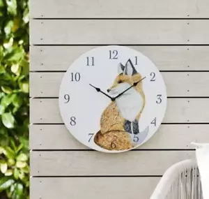 Garden Outdoor Fence Wall Mounted Clock Decoration Novelty Red Fox 12inch Large - Picture 1 of 24