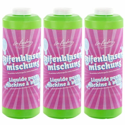 infactory Seifenblasenflüssigkeit: Mischung für bunte Seifenblasen, 3x 1 Liter - Bild 1 von 2