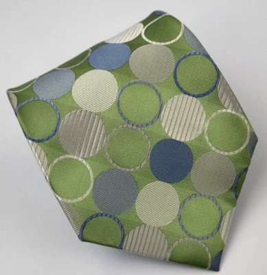 Corbata de seda Croft & Barrow verde azul gris círculos geométricos para hombre 58 x 3,5/8 Foto 1 de 4