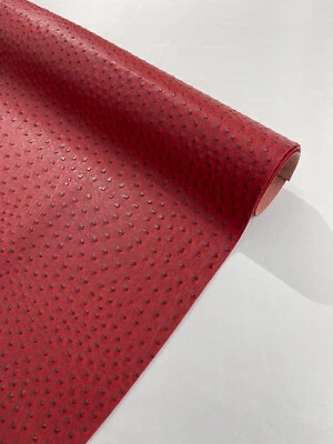 Tapicería de cuero falso de dos tonos de avestruz, textura de piel de avestruz 3D imitación rojo oscuro Foto 1 de 2