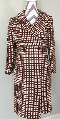 Casaco longo de ervilha listrado xadrez marrom feminino Joseph Horne vintage - Imagem 1 de 4