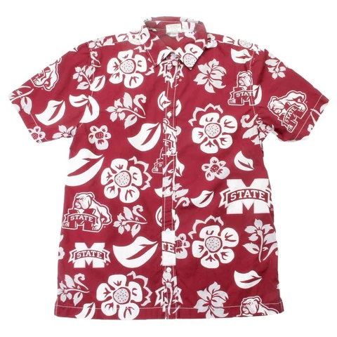 Men's Mississippi State Bulldogs Floral Shirt Button Up Beach Shirt Cover