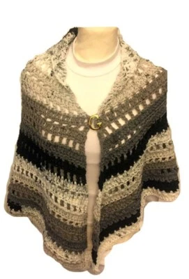 Cookies & Cream Crochet Shawl Open Poncho Printed Pattern Complete Instructions - Image 1 of 4