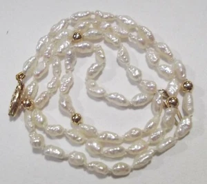 Vintage 14K Yellow Gold Clasp 18" Freshwater Pearl Necklace/Choker 6.5g Pretty! - Picture 1 of 6