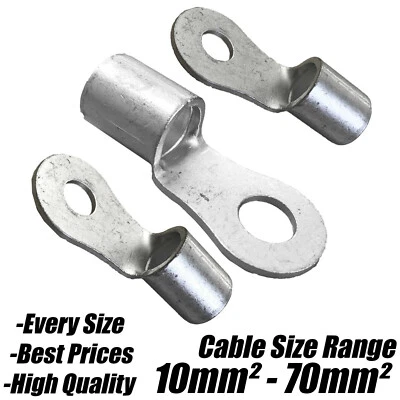 Open End Non-Insulated Copper Crimp Ring Terminals Connectors Battery Cable Wire - Image 1 of 4