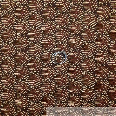 Edredón de algodón BonEful Tela FQ marrón Calico dorado metálico África estampado geométrico Foto 1 de 4