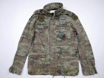 Jaqueta jeans e suprimentos Ralph Lauren camuflagem militar exército remendos táticos caveira M - Imagem 1 de 4