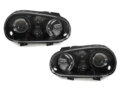 DEPO Black Glass Lens Headlight + Projector Fog For 99-04 VW Golf GTi Mk.IV 4 - Image 1 of 4