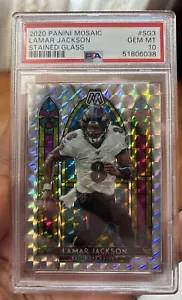 2020 Panini Mosaic Lamar Jackson #SG3 Stained Glass PSA 10 Gem Mint - Picture 1 of 3