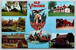 Postal Antigua Virginia Multivista Histórica George Washington Ubicaciones - Imagen 1 de 2