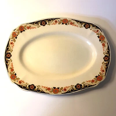 Royal Staffordshire Wilkinson Sussex Oval Platter Floral Orange Black 12" long Foto 1 de 4
