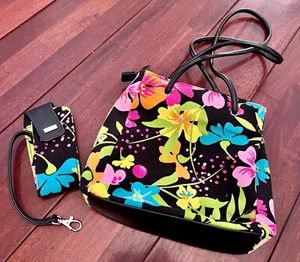Croft & Barrow Shoulder Bag Purse Handbag Floral Design Double Strap Zips - Picture 1 of 7