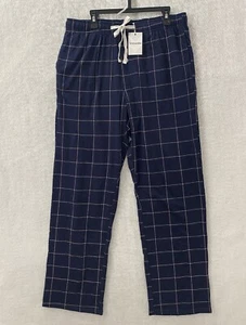 Vulcanodon Pajama Pant Men's M Blue Plaid Poly/Cotton Pockets Loungewear - Picture 1 of 9