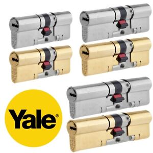 GENUINE YALE SMALL - LARGE CYLINDER LOCKS Brass/Nickel 3 Star Door Barrels