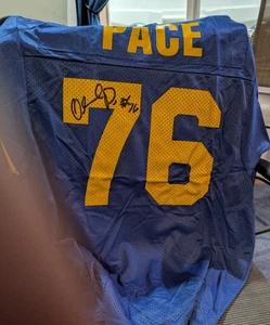 Camiseta deportiva autografiada ORLANDO PACE #76 CAMPEÓN L azul ST. LOUIS RAMS NFL LA - Imagen 1 de 5