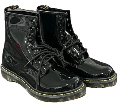 Botas Dr Martens 11821 con cordones negras charol blancas para mujer 8 gruesas góticas Foto 1 de 4