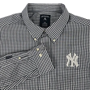 New York Yankees Antigua schwarz gestreift Herren 2XL Button Down Langarm Hemd - Bild 1 von 21