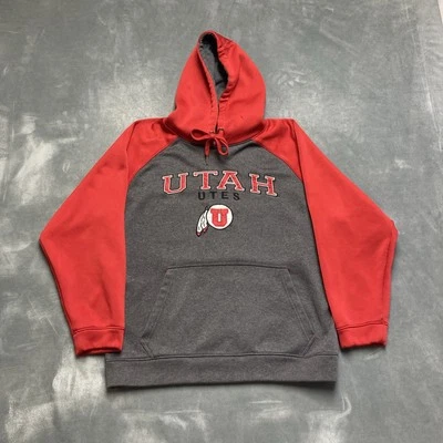 University of Utah U of U Utes Hoodie Red Gray 2XL* Fleece Lined - Image 1 of 4