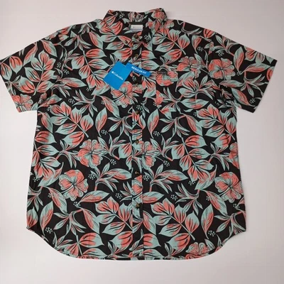 Camisa Columbia Rapid Rivers Estampado Floral Para Hombre XL Con Botones Negra Multicolor Foto 1 de 4