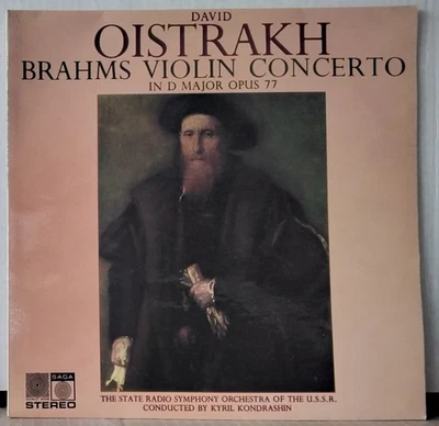 SAGA 5231 UK BRAHMS OISTRAKH, Kondrashin Violin Concerto 1971 stereo LP - Image 1 of 3