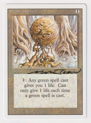Signed Wooden Sphere LP Revised Edition Artist Mark Tedin 1994 WOTC MTG Magic! - Image 1 of 2
