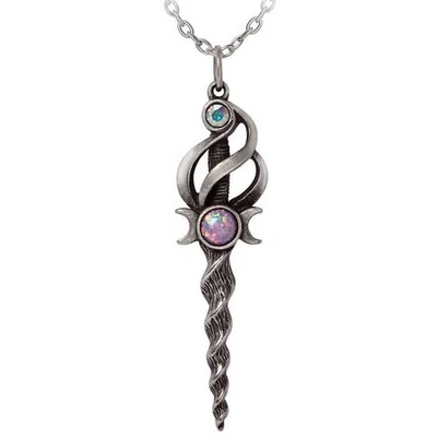 Alchemy Gothic Lunacorn Wand Pendant Unicorn Horn Dagger Hilt Moon Crystals P999 - Image 1 of 2