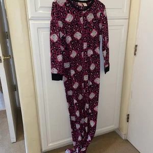 Sanrio Hello Kitty Footed One Piece Pajamas Leopard Print - Picture 1 of 6