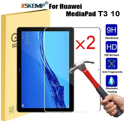 2Pcs Huawei Mediapad T3 10 Tempered Glass Screen Protector Protection Cover Film - Image 1 of 4