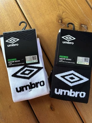 UMBRO PeeWee Calcetines de Fútbol Unisex Niños (Talla 9-2.5) Lote De 2 Pares (1 Blanco/1 Negro) Foto 1 de 2